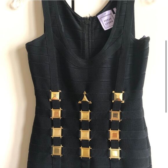 Herve Leger Black Top with Gold Accents XS - Picture 3 of 12